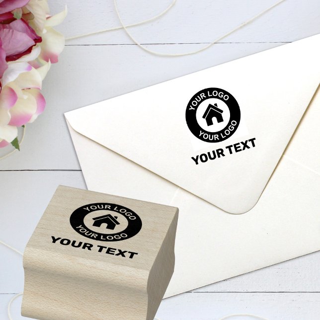 Sello De Caucho Logotipo y texto comercial personalizado (Subido por el creador)