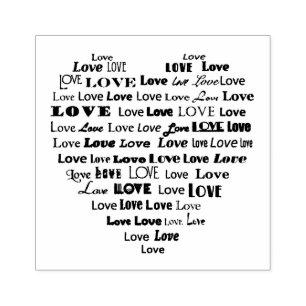 Sello De Caucho Love Heart Word Cloud