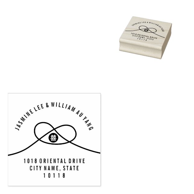 Sello De Caucho Love Knot Double Happiness Chinese Boda Address (Sellado)