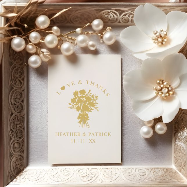 Sello De Caucho Love & Thanks Quote Wedding Bouquet Silhouette (Romantic Chic Love & Thanks Quote Wedding Bouquet Silhouette Rubber Stamp.)