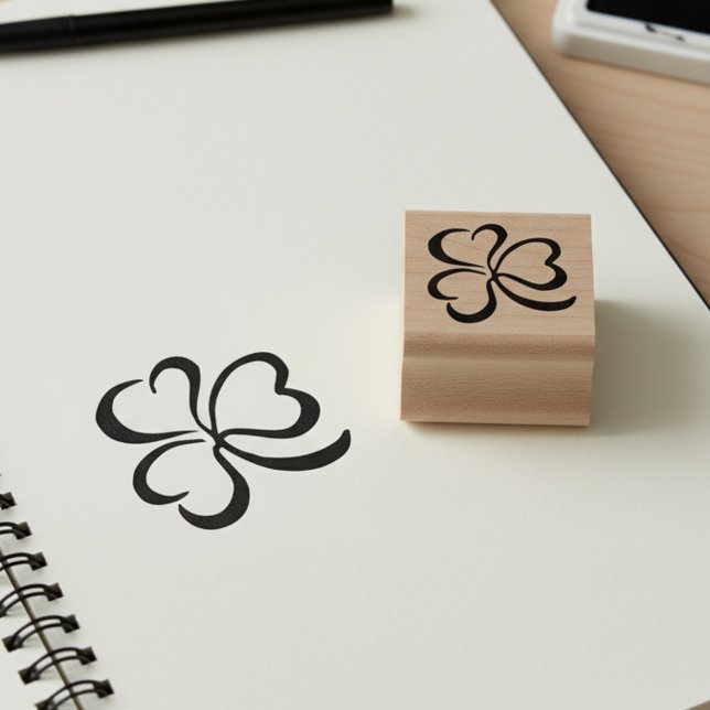 Sello De Caucho Lucky Clover Leaf Mini Stamp (Clover leaf mini stamp. For arts and crafts or to use as a loyalty card stamp.)