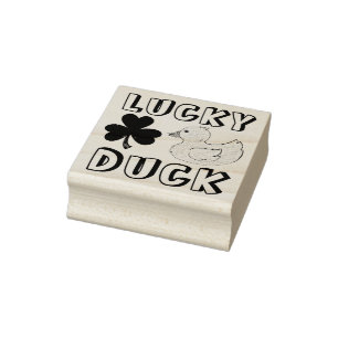 Sello De Caucho Lucky Duck Rubber Ducky Shamrock Clover