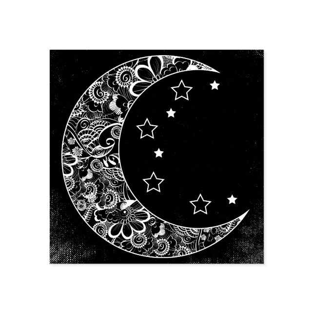 Sello De Caucho Luna y estrellas decorativas (Impresión)