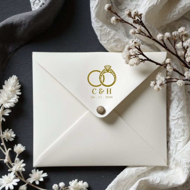 Sello De Caucho Luxurious Ornate Engagement and Wedding Rings (Luxurious Ornate Engagement and Wedding Rings Couple Rubber Stamps. )