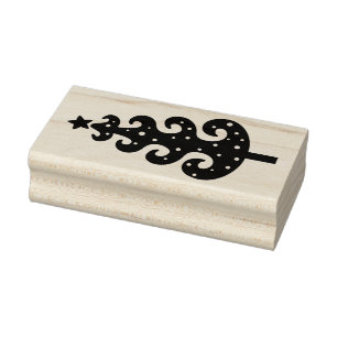 Sello De Caucho Madera de árbol de Navidad con estilo