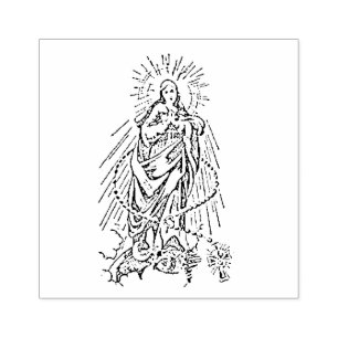 Sello De Caucho Madre inmaculada de Cristo con Rosario