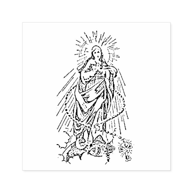 Sello De Caucho Madre inmaculada de Cristo con Rosario (Impresión)