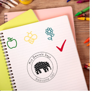Sello De Caucho Maestros personalizados elefantes educacionales bi