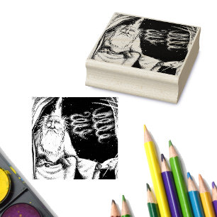 Sello De Caucho Mago antiguo mágico en cueva con reloj de pulsera