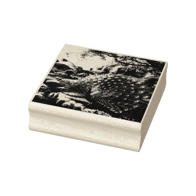 Sello De Caucho Majestic Peacock Wood Art Stamp (Sello)