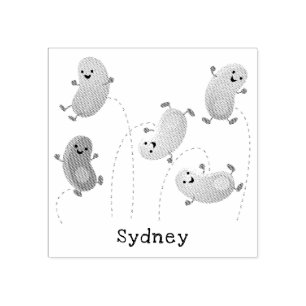 Sello De Caucho Malas judías felices saltando ilustracion personal