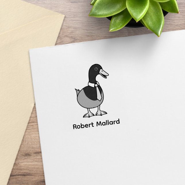 Sello De Caucho Mallard Duck Collar Necktie Custom Name 1x1 (Subido por el creador)