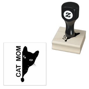 Sello De Caucho Mamá de gato negro lindo