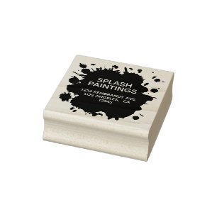 Sello De Caucho Mancha blanca /negra artística del chapoteo de la