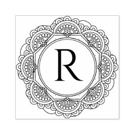 SELLO DE CAUCHO MANDALA PERSONALIZADO SCRIPT MONOGRAM ORNATE DE GU