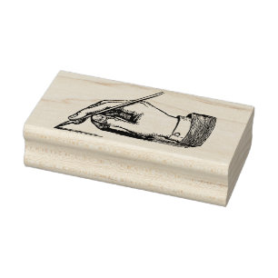 Sello De Caucho Mano sosteniendo un bolígrafo / escritura de una c