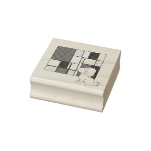Sello De Caucho Manzanilla Inspirada en Mondrian