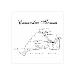 Sello De Caucho Mapa Antiguo de Martha's Vineyard #1 Nombre