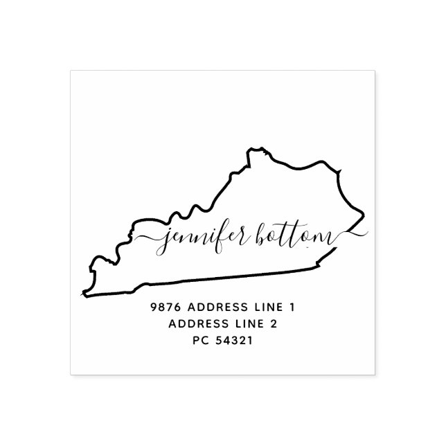 Sello De Caucho mapa de Kentucky dirección de devolución familiar (Impresión)