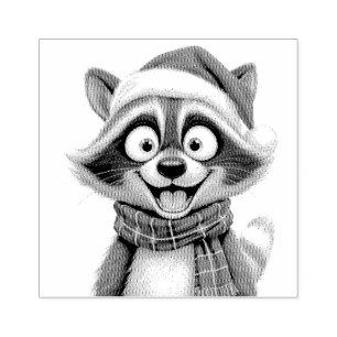 Sello De Caucho Mapache de Navidad