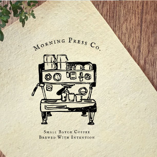 Sello De Caucho Máquina de Café Espresso Vintage con Marca de Café