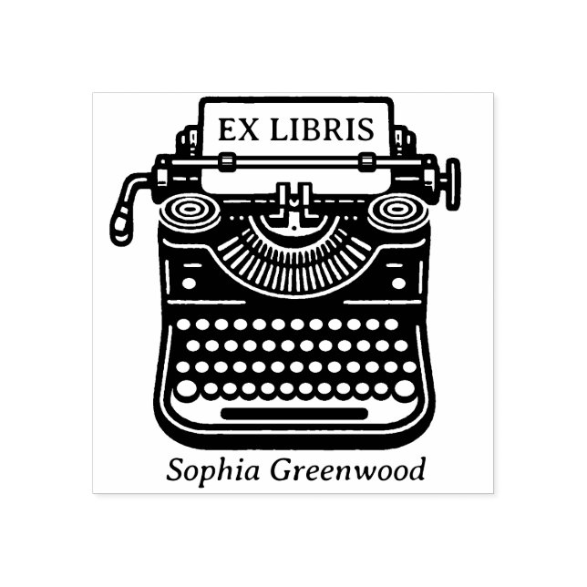 Sello De Caucho Máquina de escribir antigua - Ex Libris (Impresión)