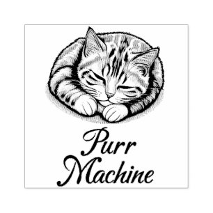 Sello De Caucho Máquina de puros, gato rayado y suave