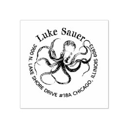 Sello De Caucho marca de dirección de devolución de Luke octopus