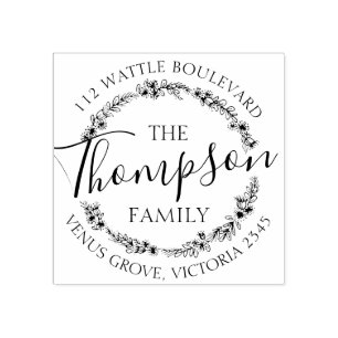 Sello De Caucho marca de dirección de retorno floral nombre de fam