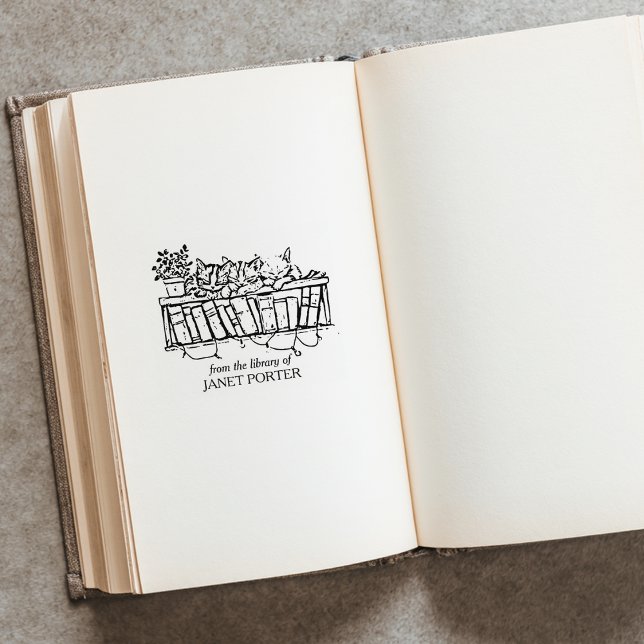 Sello De Caucho Marcador de libros de gatos de cosecha de vintage (Subido por el creador)