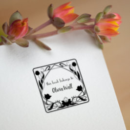 Sello De Caucho Marcador de marco de estilo nouveau vintage Ex Lib