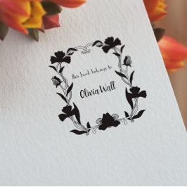 Sello De Caucho Marcador de marco de estilo nouveau vintage Ex Lib