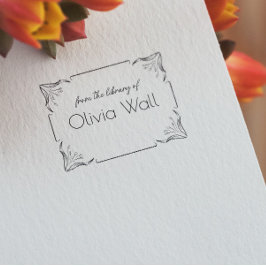 Sello De Caucho Marcador de marco floral vintage Ex Libriish Booki