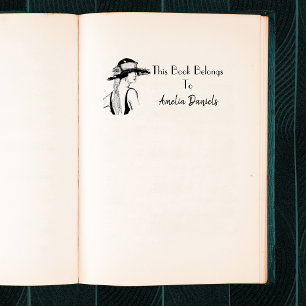 Sello De Caucho Marcador monograma del Chica de Flapper de 1920