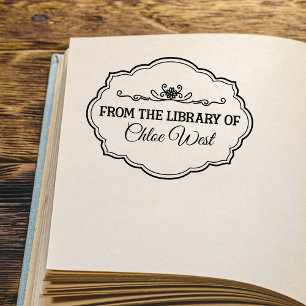 Sello De Caucho Marco Antiguo Ornado Letra Clásica Exlibris
