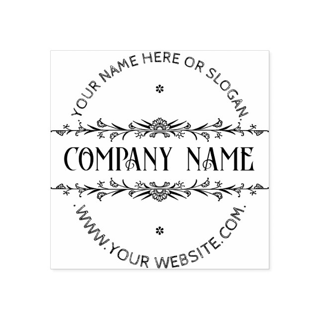 Sello De Caucho MARCO BOTÁNICO MODERNO|Logotipo de negocio persona (Impresión)