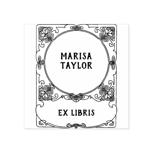 Sello De Caucho Marco de art nouveau ex libris (Impresión)