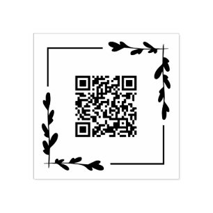 Sello De Caucho Marco de vegetación cuadrado de tu código QR