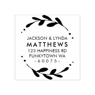 Sello De Caucho Marco foliage de retorno PERSONALIZADO simple