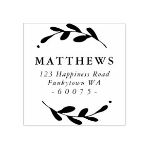 Sello De Caucho Marco foliage de retorno PERSONALIZADO simple