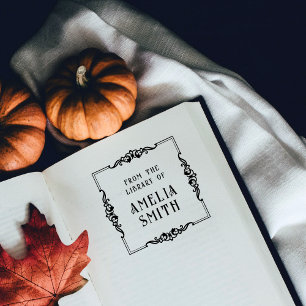 Sello De Caucho Marco Ornato Vintage De La Biblioteca De