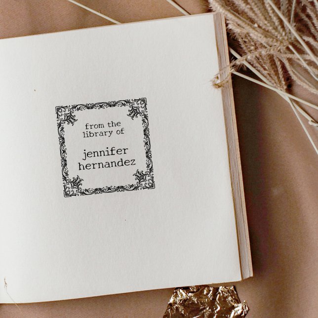 Sello De Caucho Marco simple de flores de época de la biblioteca d (Subido por el creador)