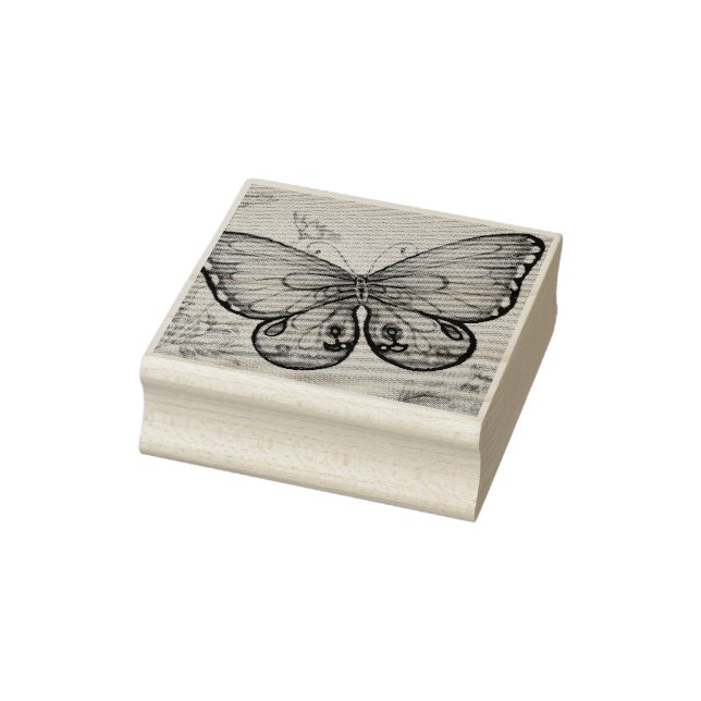 Sello De Caucho Mariposa de época No. 7 Arte acuarela (Sello)