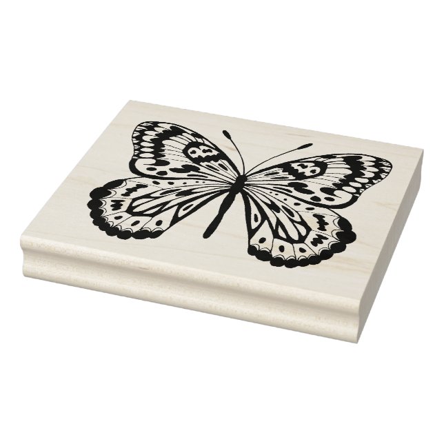 Sello De Caucho Mariposa de mano negra dibujada (Sello)