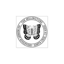 Sello De Caucho Mariposa | Dirección de devolución de nombre de fa