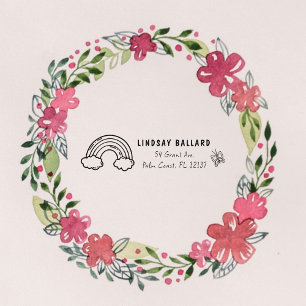 Sello De Caucho Mariposa Linda Dirección de Regreso Arcoíris para 