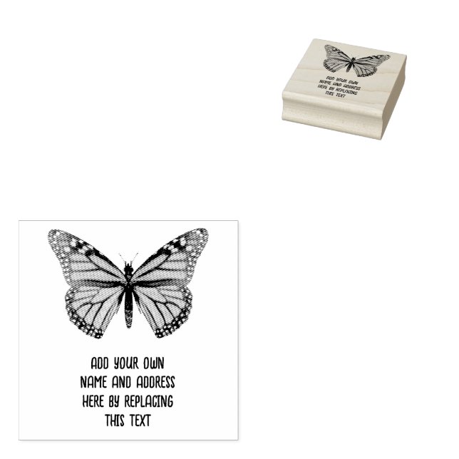 Sello De Caucho Mariposa Monarca Personalizada (Sellado)