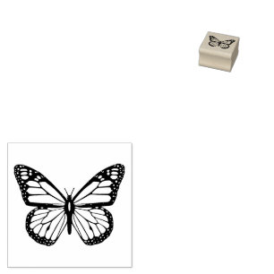 Sello De Caucho Mariposa negra y blanca