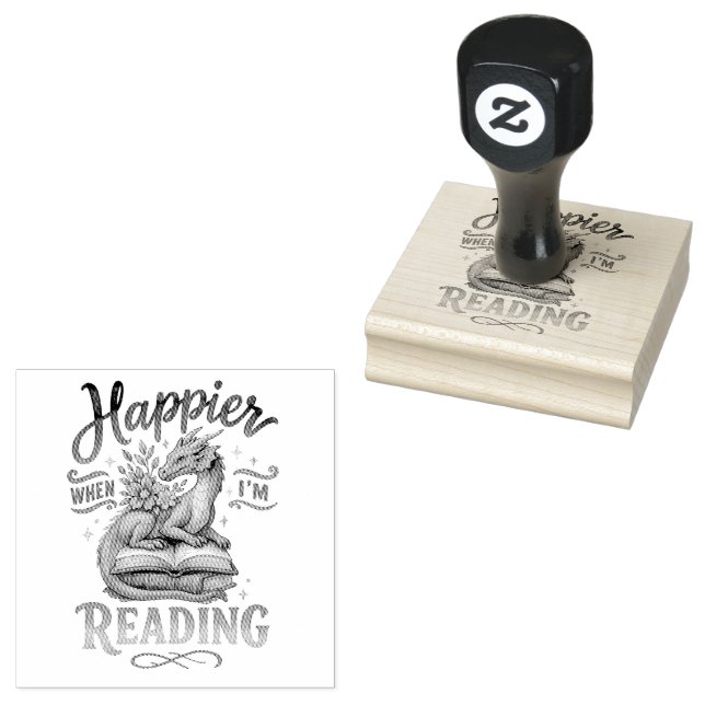 Sello De Caucho Más feliz cuando estoy leyendo (Sellado)