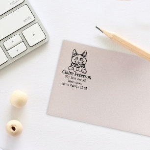 Sello De Caucho Mascota de dirección de devolución de gato de Char